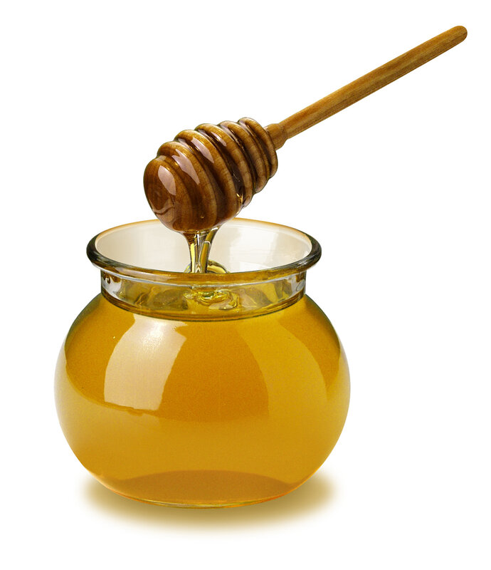 honey in a glass jar