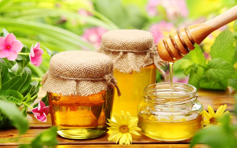 Honey in Glass Jars
