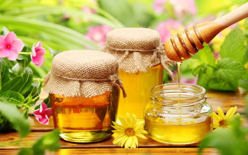 Honey in Glass Jars — Yellow