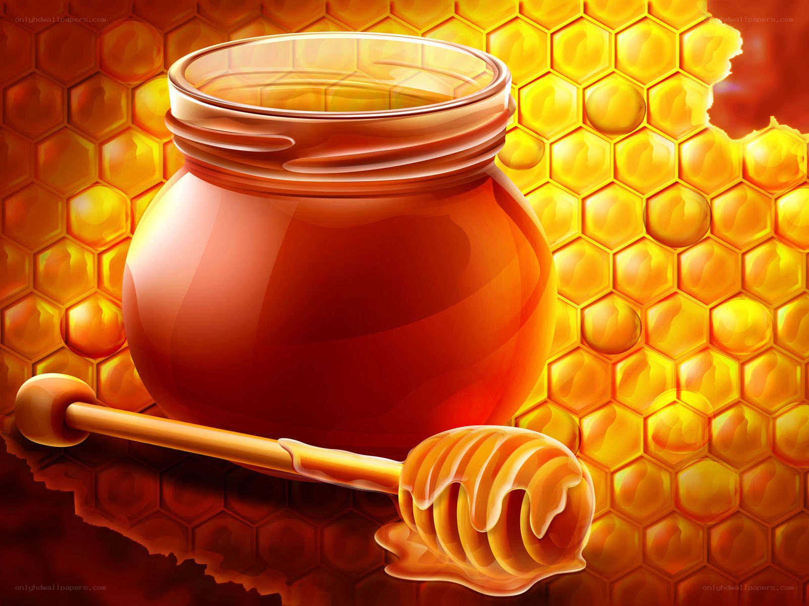 honey jar with dipper
