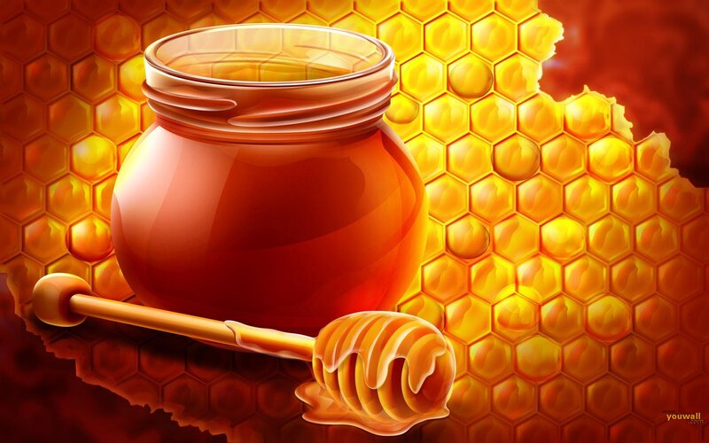 Honey Jar with Dipper — Yellow, Warm