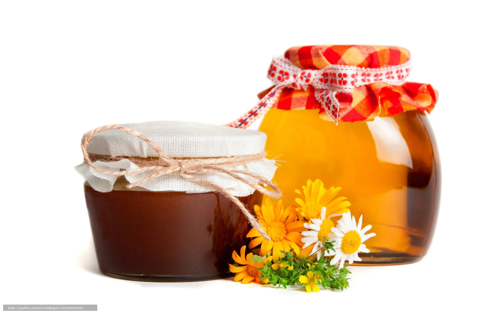 honey jars with flowers
