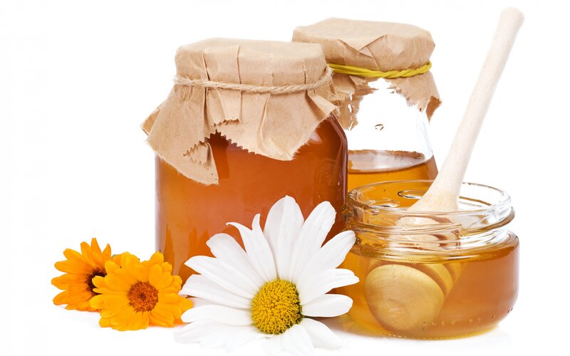 Honey Jars with Flowers — White
