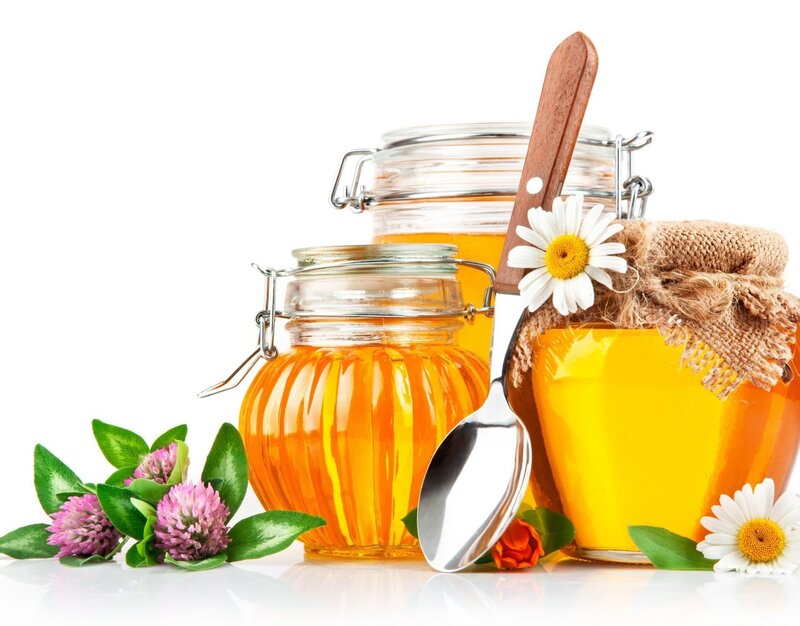 Honey Jars with Flowers — Yellow, Calm, Photograph