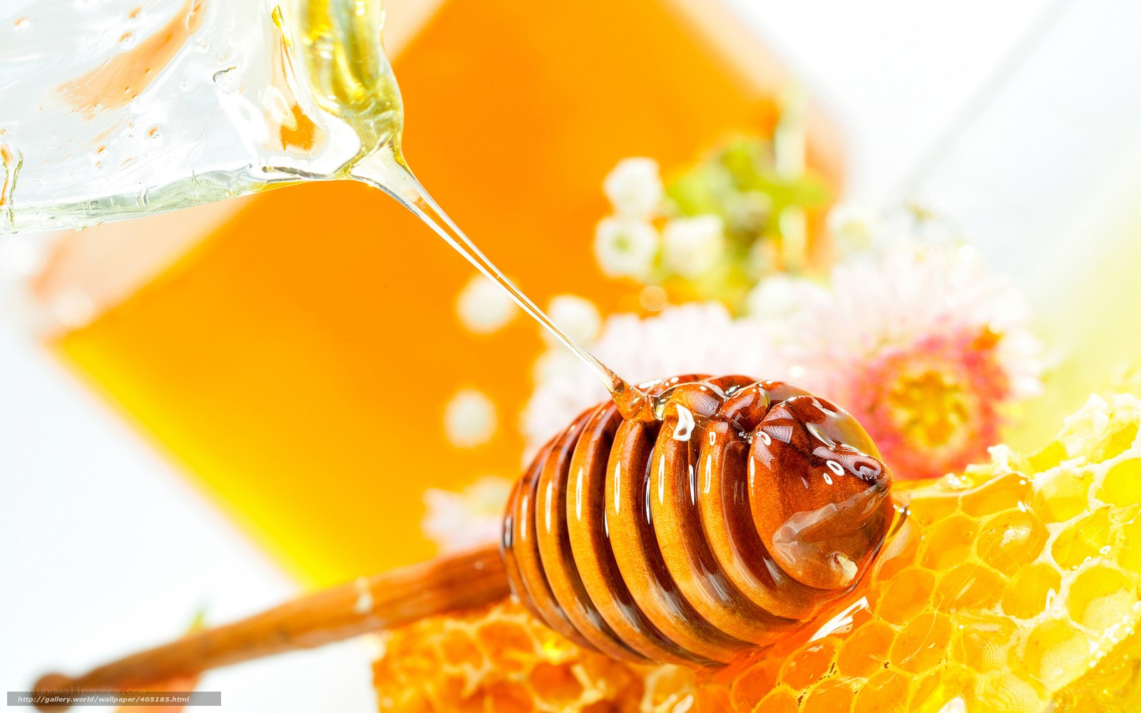 honey pouring on honeycomb