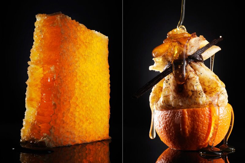 Honeycomb and honey dessert