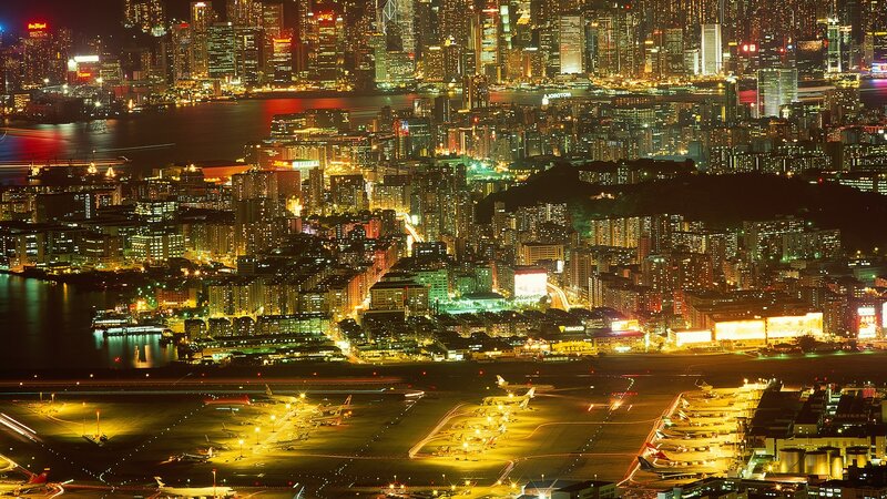 Hong Kong Airport at Night