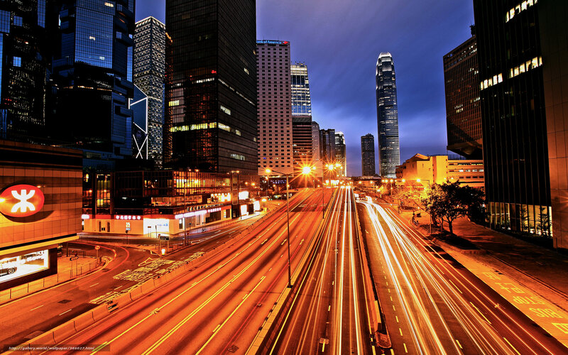 Hong Kong city lights at night