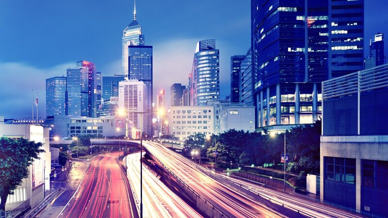 Hong Kong city skyline at dusk