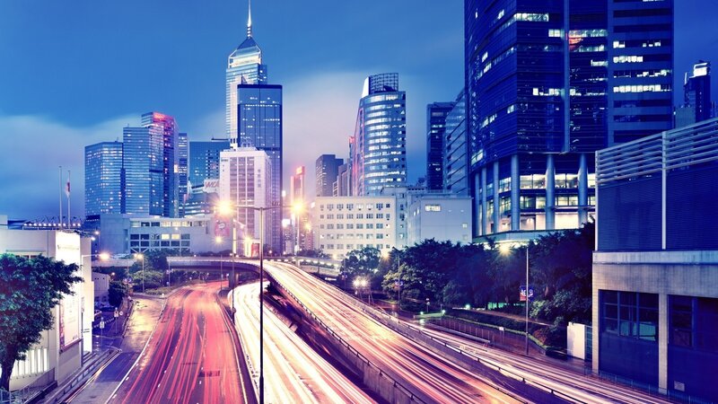 Hong Kong city skyline at dusk