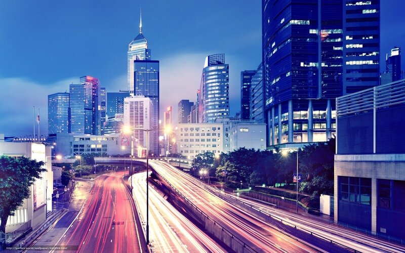 Hong Kong city skyline at night