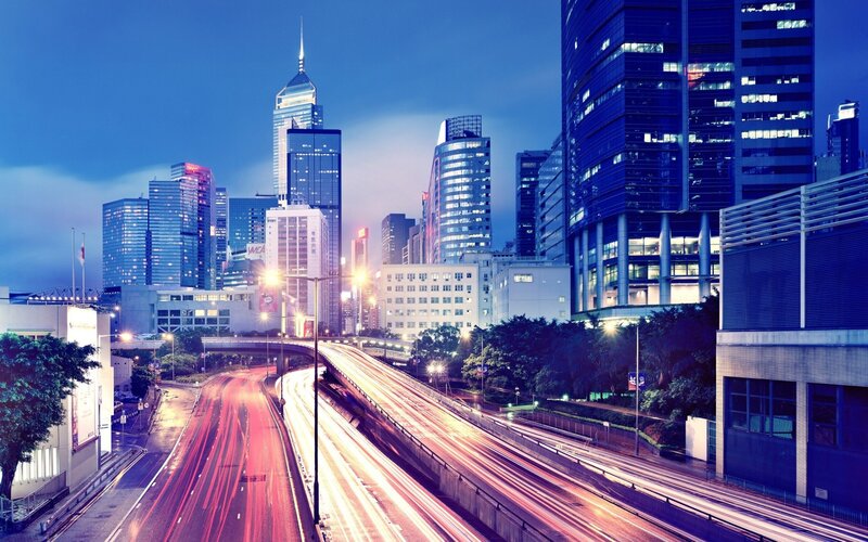 Hong Kong city skyline at night