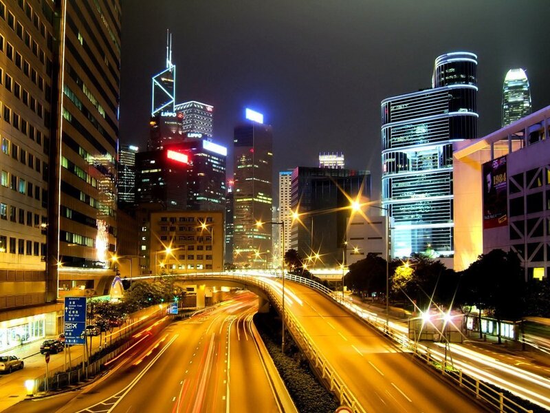 Hong Kong city skyline at night