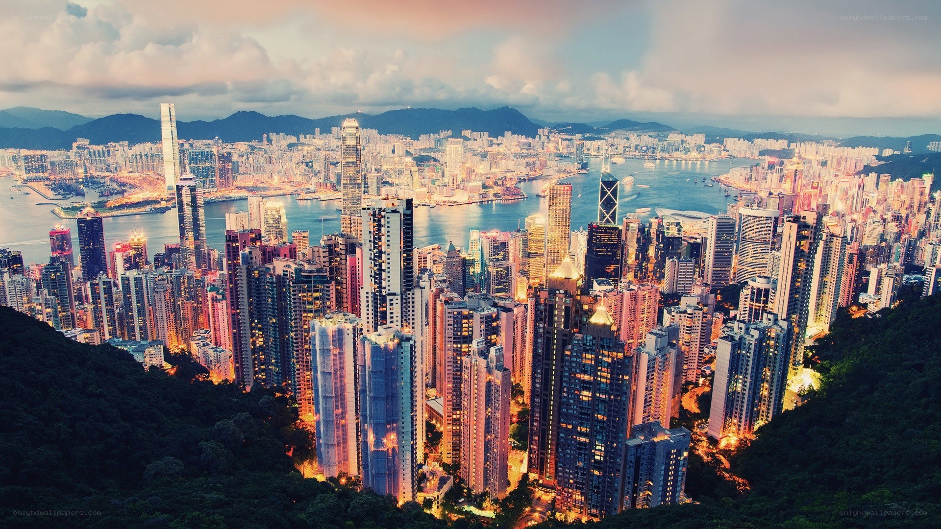 Hong Kong cityscape at dusk