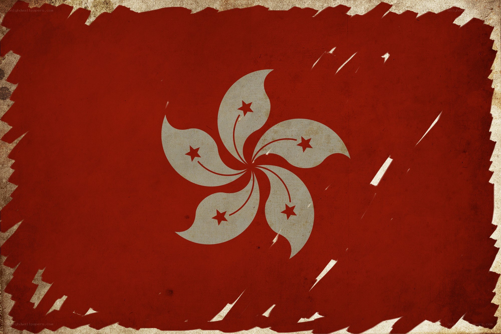 Hong Kong flag with distressed texture