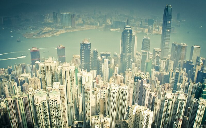 Hong Kong skyline aerial view