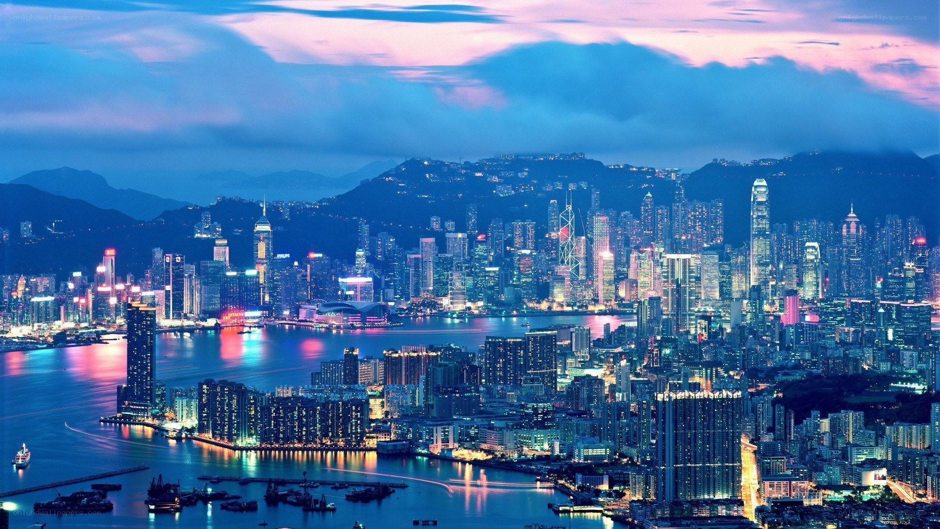 Hong Kong skyline at dusk