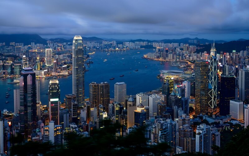 Hong Kong Skyline at Dusk — Blue, Dramatic, Night