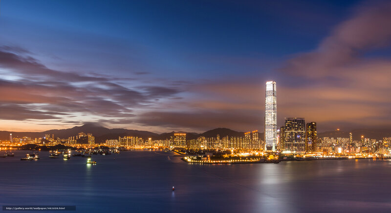 Hong Kong Skyline at Dusk — Blue, Serene