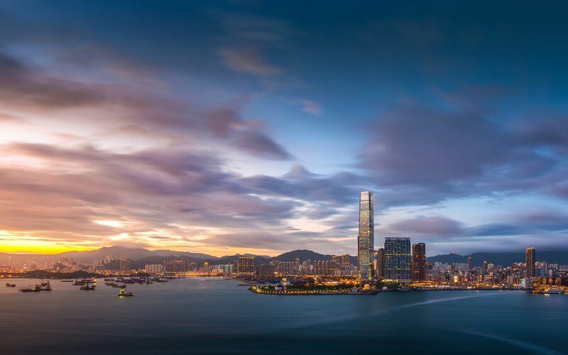 Hong Kong Skyline at Dusk — Blue