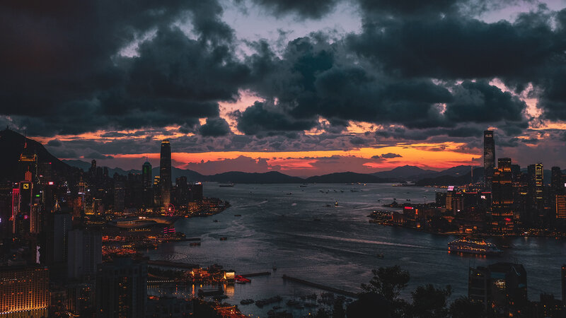 Hong Kong Skyline at Dusk — Orange