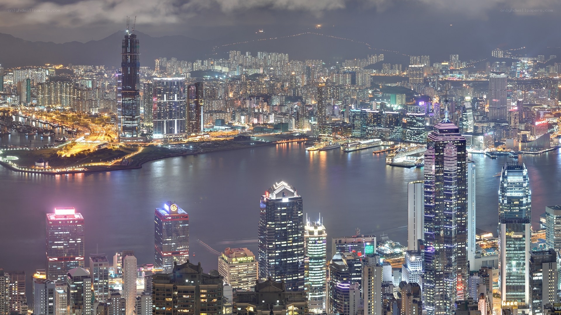 Hong Kong skyline at night