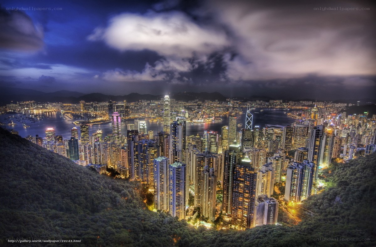 Hong Kong skyline at night