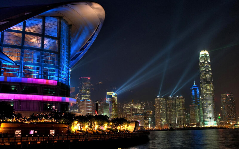 Hong Kong Skyline at Night — Blue, Dramatic