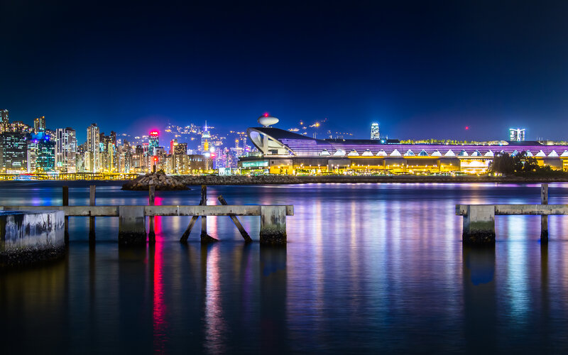 Hong Kong Skyline at Night — Blue, Serene