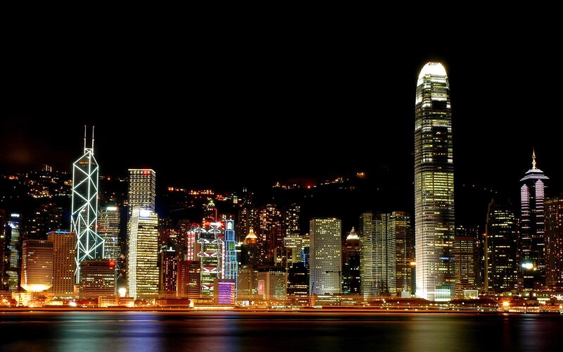 Hong Kong Skyline at Night — Photograph, Water