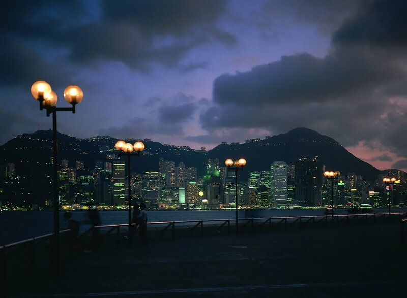 Hong Kong Skyline at Night — Purple, Dramatic