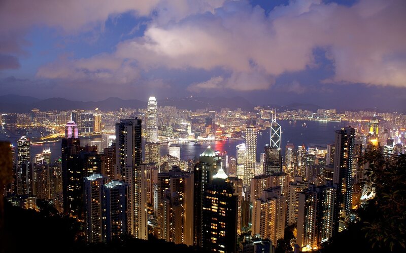 Hong Kong Skyline at Night — Purple