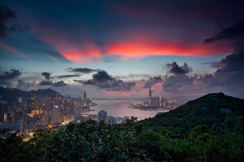 Hong Kong skyline at sunset
