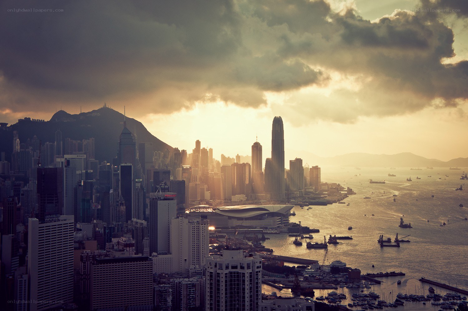 Hong Kong skyline at sunset
