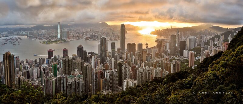 Hong Kong skyline at sunset