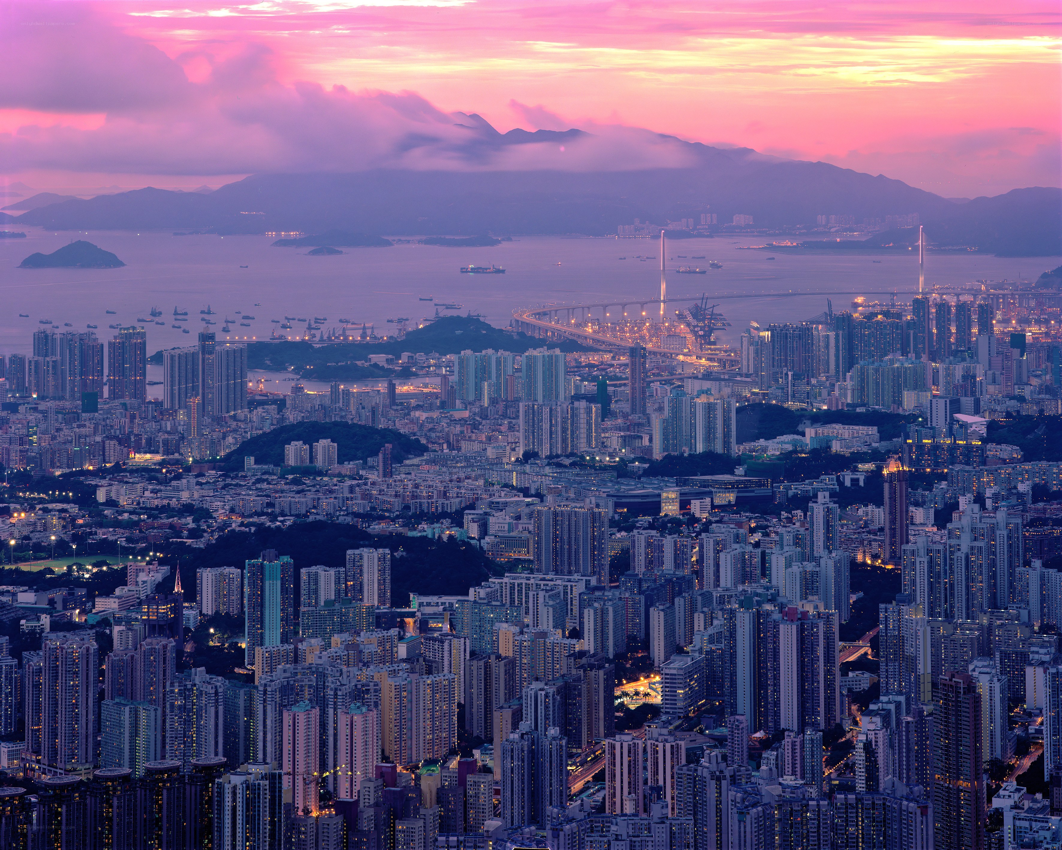 Hong Kong skyline at sunset