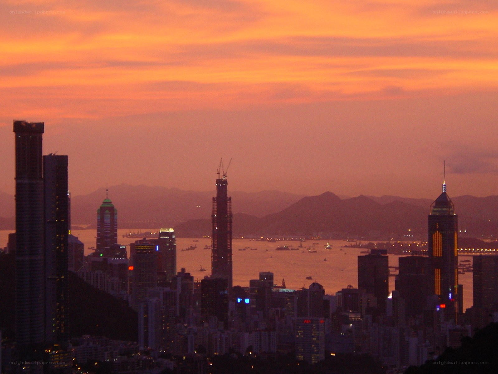Hong Kong skyline at sunset