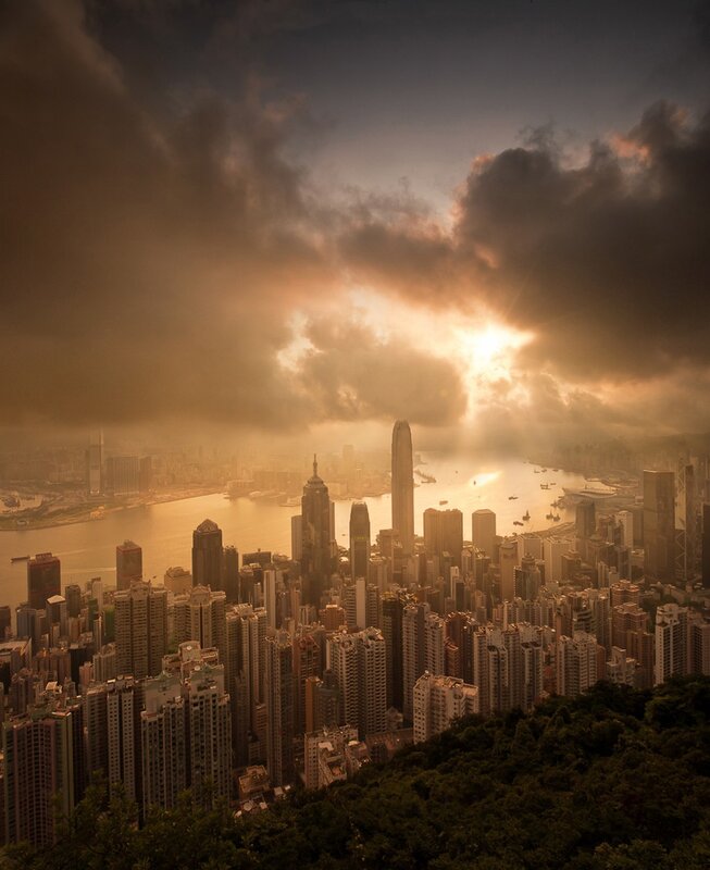 Hong Kong skyline at sunset