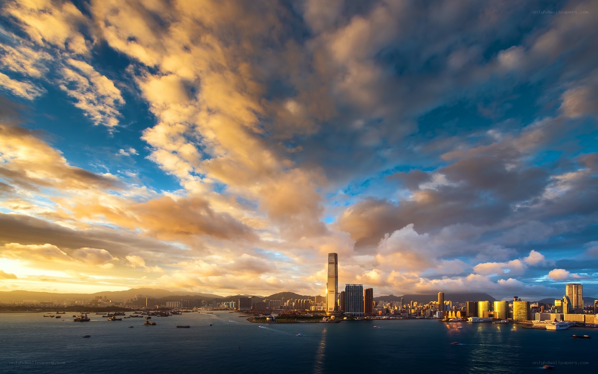 Hong Kong skyline at sunset