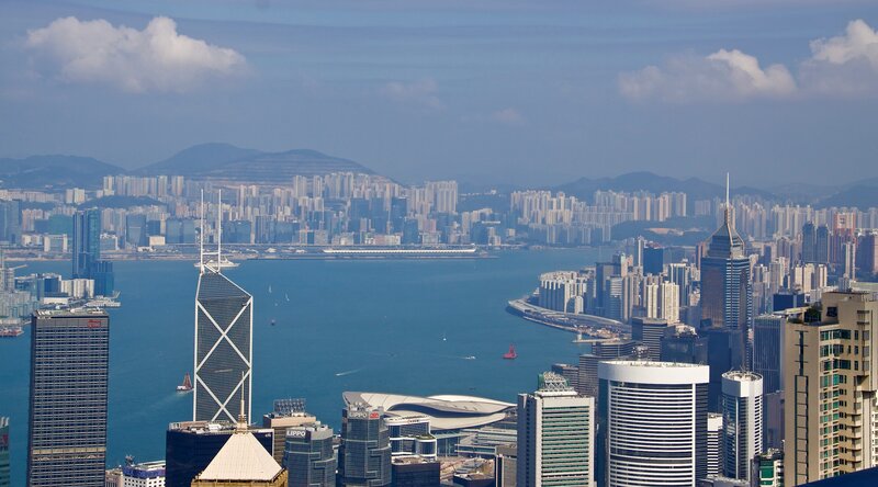 Hong Kong Skyline — Blue, Bustling, Afternoon, Photograph, Skyscrapers