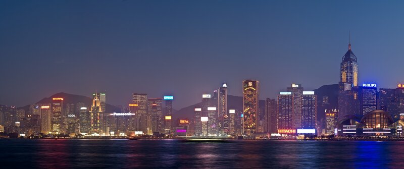 Hong Kong Skyline — Blue, Calm, Night