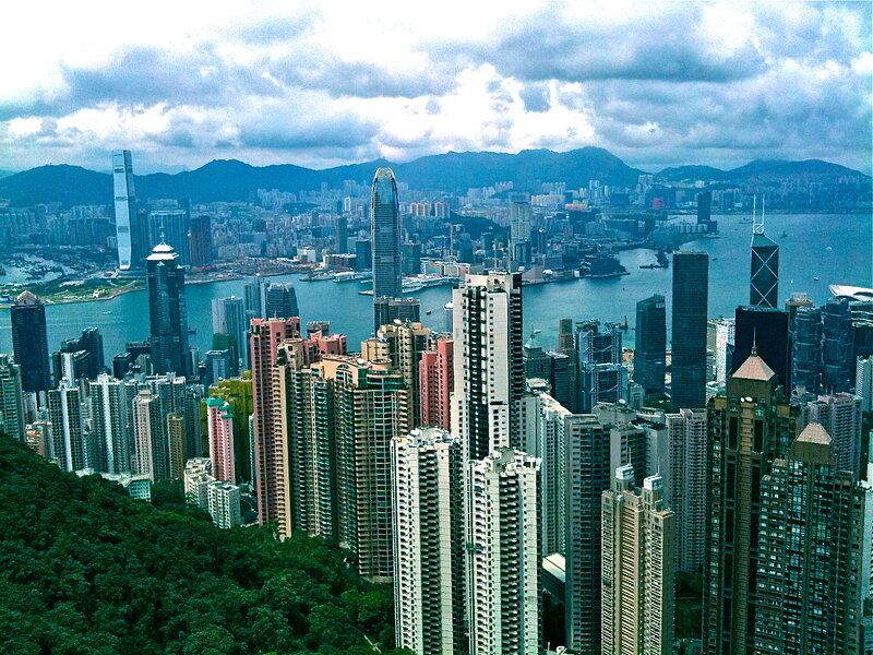 Hong Kong Skyline — Blue, Dramatic, Afternoon, Photograph, Skyscrapers
