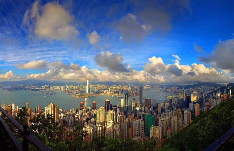 Hong Kong Skyline — Blue, Dramatic, Afternoon