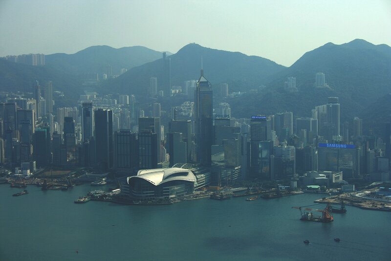 Hong Kong Skyline — Blue, Hazy