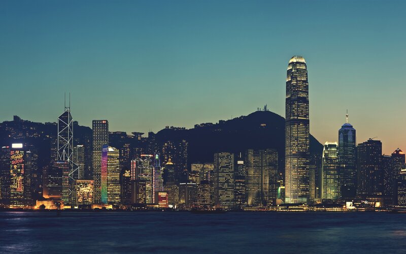 Hong Kong Skyline — Blue, Serene, Night