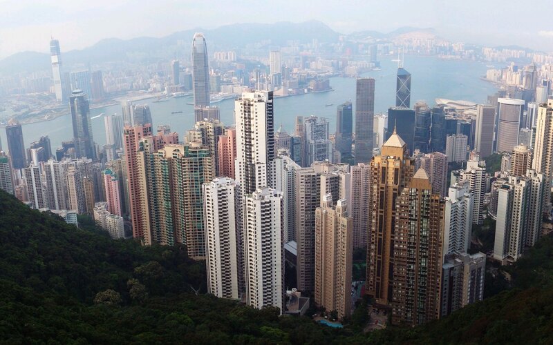 Hong Kong Skyline — Gray, Dense
