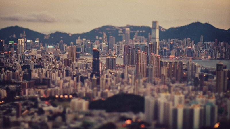 Hong Kong Skyline — Gray, Dramatic