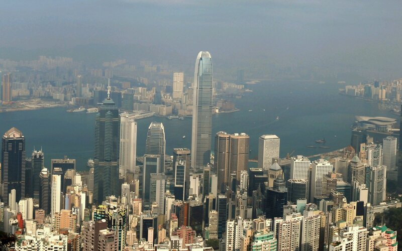 Hong Kong Skyline — Gray, Hazy