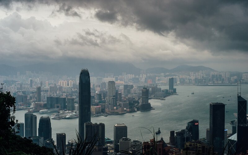 Hong Kong Skyline — Gray, Overcast, Photograph