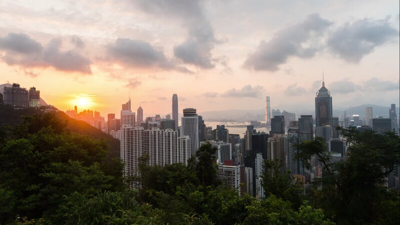 Hong Kong Skyline — Orange, Serene